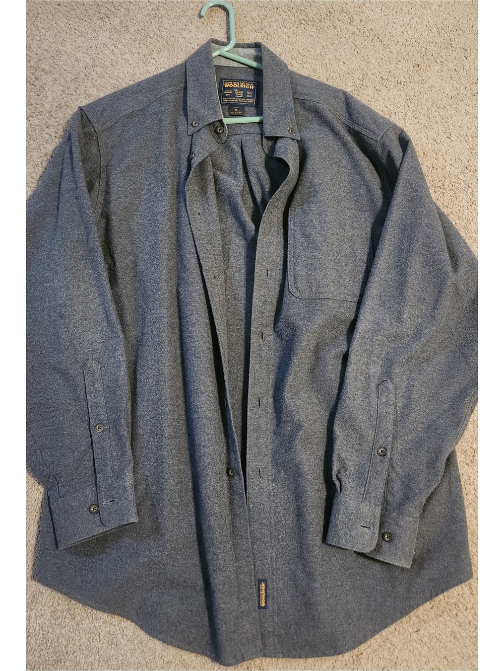 Woolrich Men's Heather Navy Button-Up Shirt Jacket
